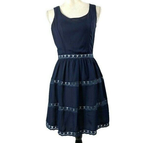 Doe Rae Dress Women Small Navy Blue Fairy Whimsygoth Mesh Lace Party Event - Picture 1 of 10